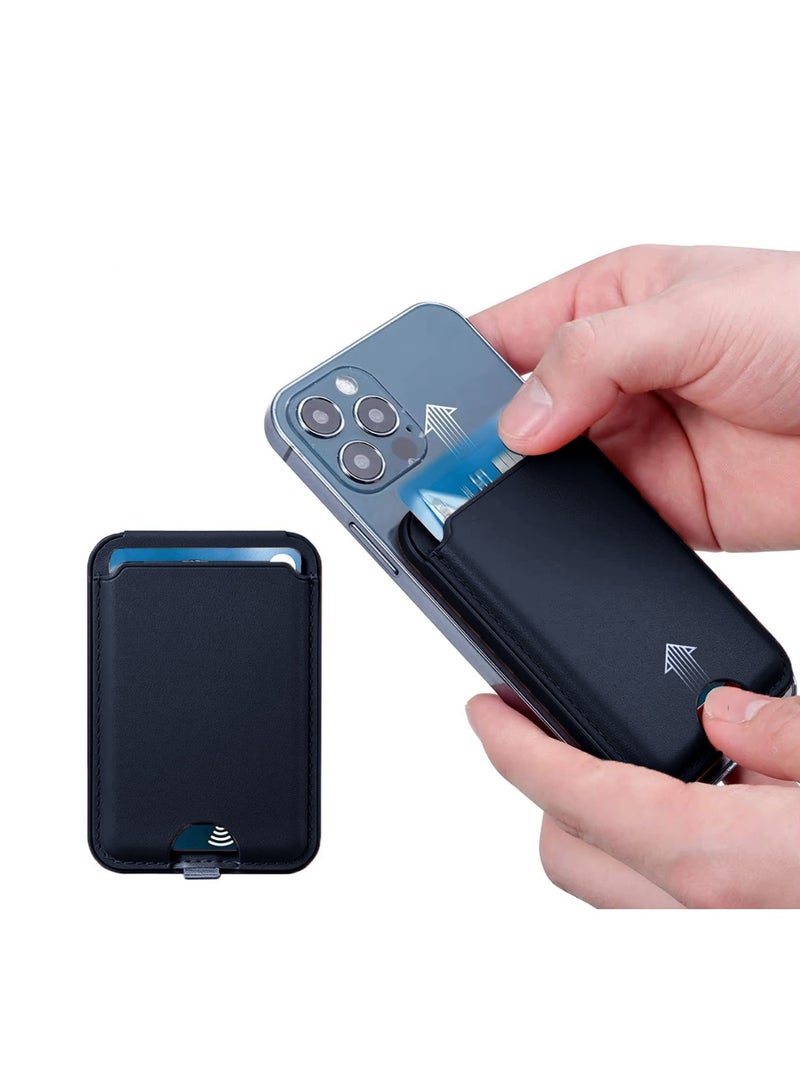 Wtech Apple iPhone 17 16 15 14 13 12 Series Magnetic Card Wallet, Premium Vegan Leather Phone Wallet for MagSafe 3-Card Holder Compatible (MCHPSN) - Navy Blue - Image 5