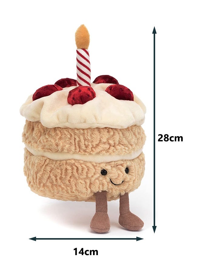 ثمانية فيبيهاوس دمية محشوة لعبة كعكة محشوة، هدية عيد ميلاد لطيفة، لعبة محشوة ناعمة، 28 سم كعكة فراولة مبتسمة مع دمية شمعة لتزيين عيد الميلاد، أفضل هدية للأطفال والفتيات - Image 5