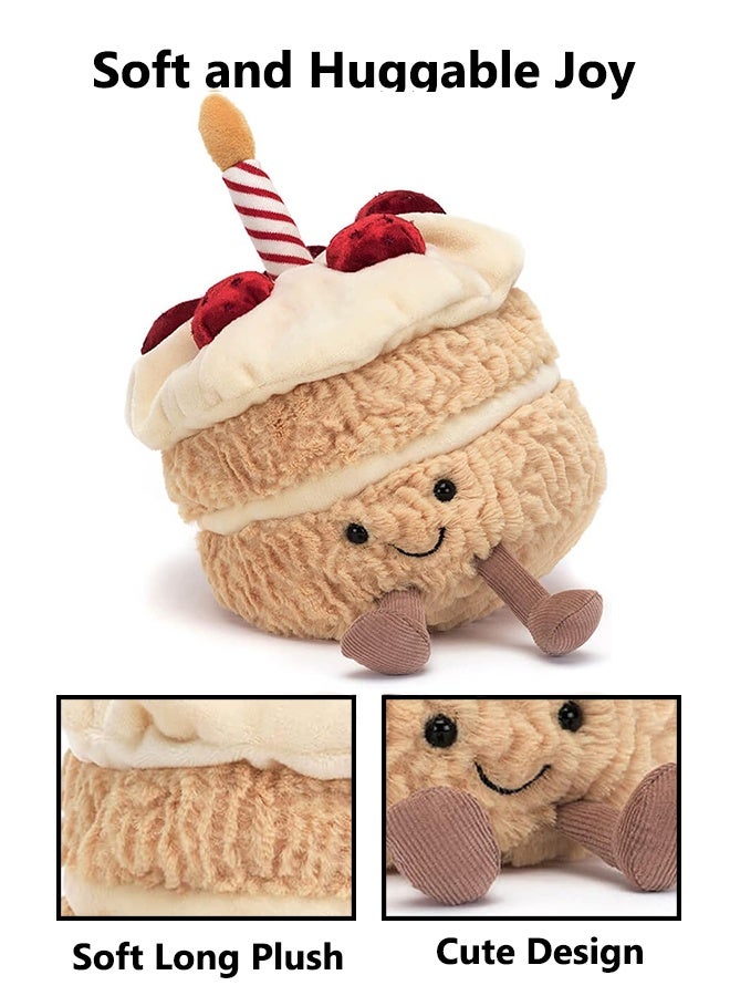 ثمانية فيبيهاوس دمية محشوة لعبة كعكة محشوة، هدية عيد ميلاد لطيفة، لعبة محشوة ناعمة، 28 سم كعكة فراولة مبتسمة مع دمية شمعة لتزيين عيد الميلاد، أفضل هدية للأطفال والفتيات - Image 2