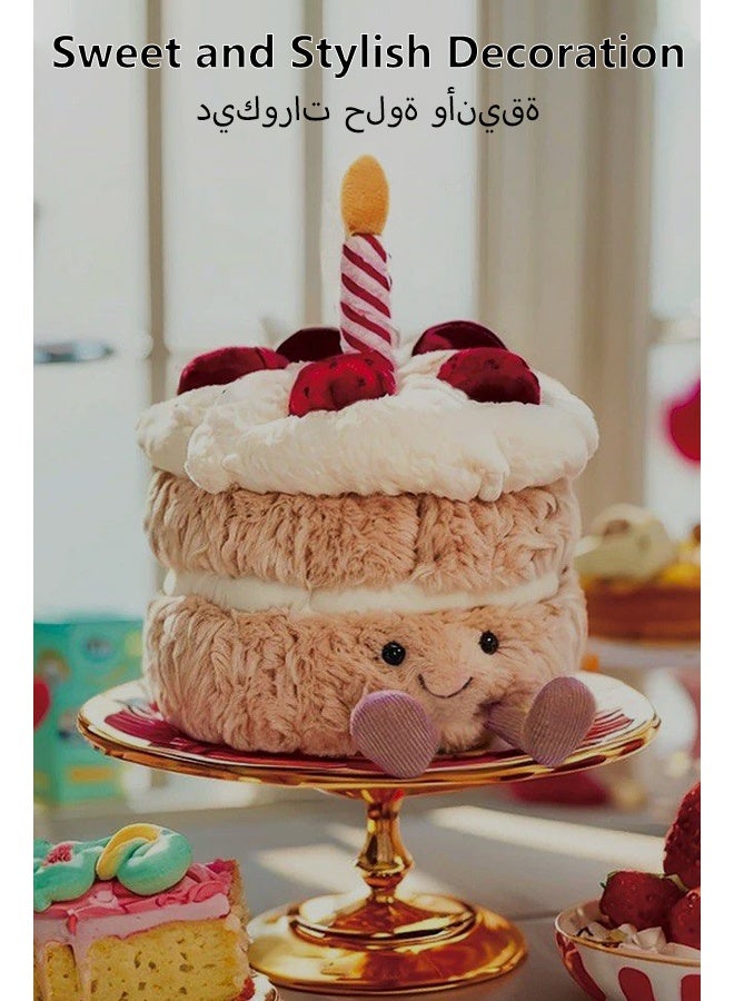 ثمانية فيبيهاوس دمية محشوة لعبة كعكة محشوة، هدية عيد ميلاد لطيفة، لعبة محشوة ناعمة، 28 سم كعكة فراولة مبتسمة مع دمية شمعة لتزيين عيد الميلاد، أفضل هدية للأطفال والفتيات - Image 3