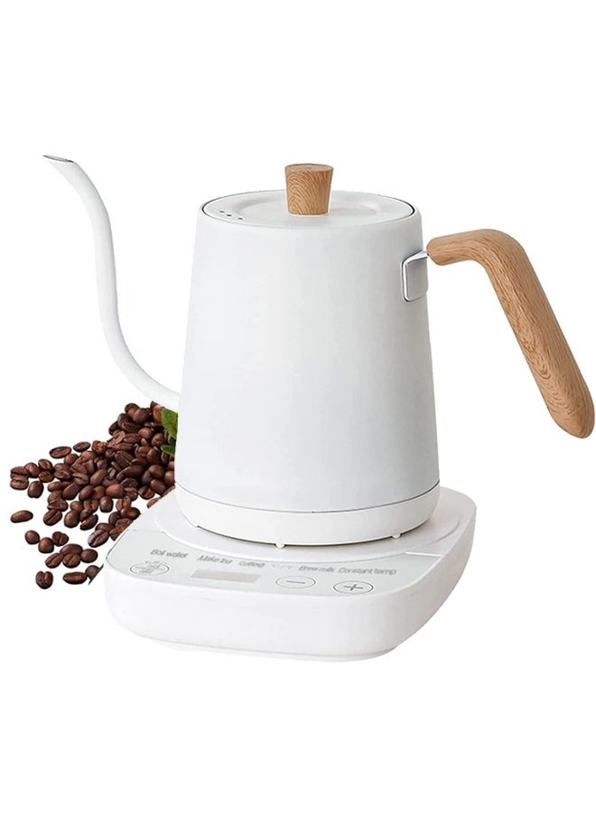 Joshberg - Electric Gooseneck Kettle,3 Presets Pour Over Electric Kettle for Coffee&Tea, Quick Heating Hot Water Kettle, Stainless Steel Inner, Auto Shutoff Boil-Dry Protection, 1000W,0.8L,White - Image 1