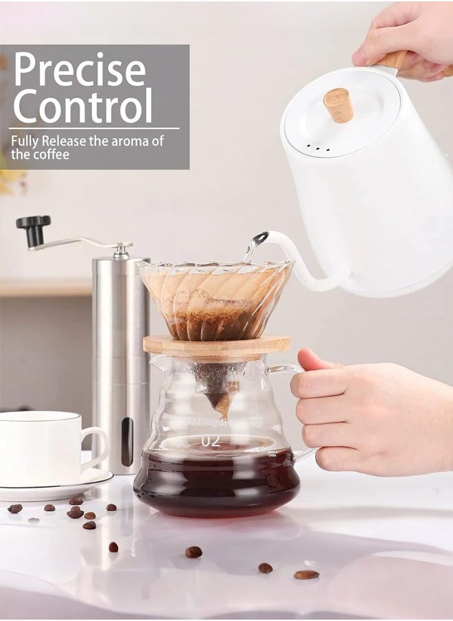 Joshberg - Electric Gooseneck Kettle,3 Presets Pour Over Electric Kettle for Coffee&Tea, Quick Heating Hot Water Kettle, Stainless Steel Inner, Auto Shutoff Boil-Dry Protection, 1000W,0.8L,White - Image 1