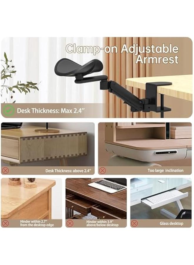 TRASSLE Adjustable Armrest for Desk,Computer Hand Rest,Ergonomic 360°Rotating Arm Support with 6-Level Height, Above Desk Extension Platform Arm Support for Left/Right Hand,Elbow Cushion Pad  - Image 4