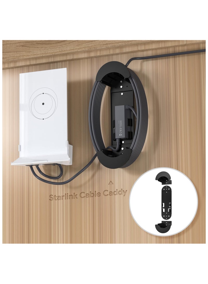 SYOSI Starlink Ethernet Cable Caddy, Starlink Mounting Kit ABS Stability Starlink Gen 3 Cable Management Accessories, Mounting Kit Cable Organizer, for StarLink Cable and Starlink V2 Ethernet Adapter(Black) - Image 3