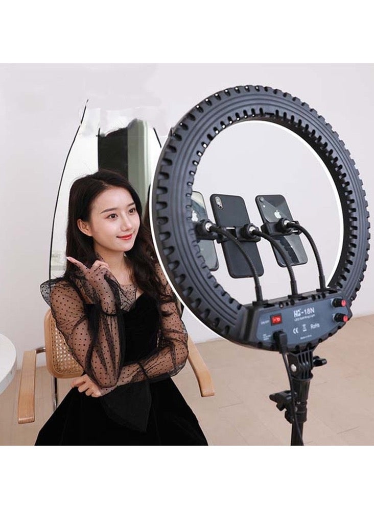 HQ-18N 18 inch 45cm LED Ring Vlogging Photography Video Lights Kits with Remote Control & Phone Clamp & 2.1m Tripod Mount, UK Plug - Image 1