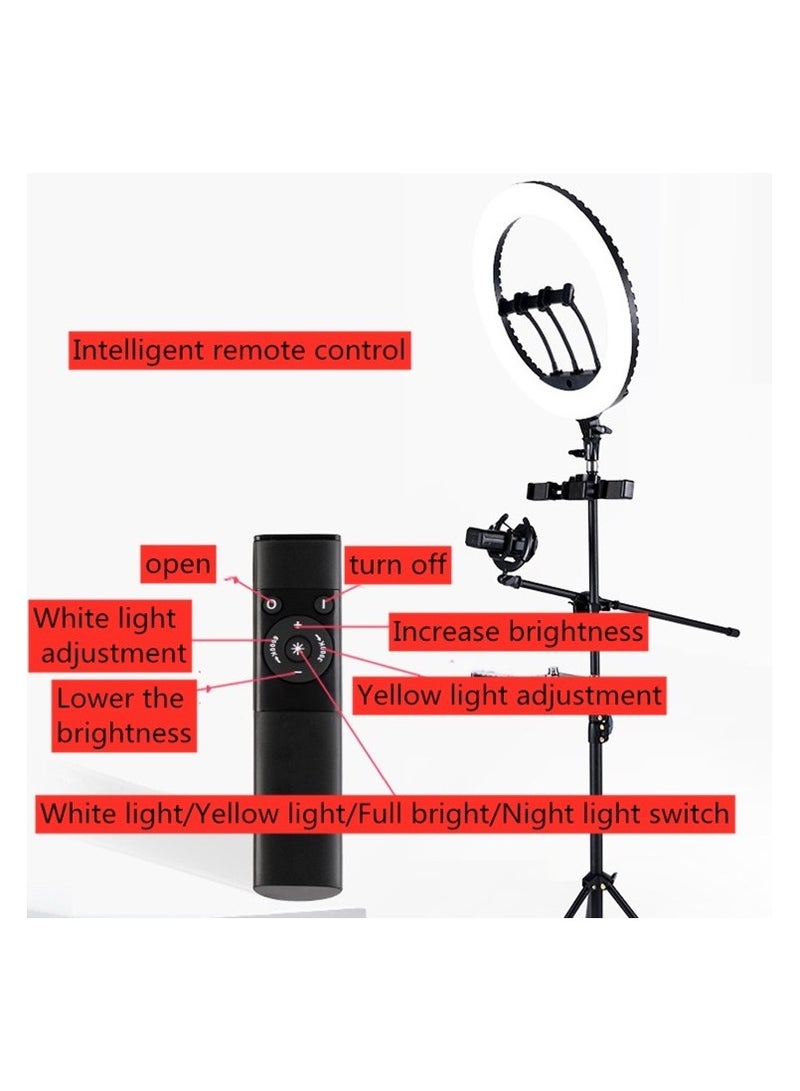 HQ-18N 18 inch 45cm LED Ring Vlogging Photography Video Lights Kits with Remote Control & Phone Clamp & 2.1m Tripod Mount, UK Plug - Image 4