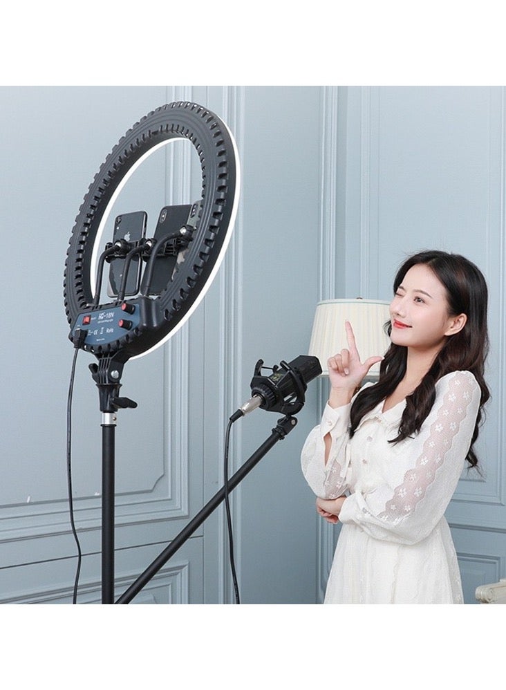 HQ-18N 18 inch 45cm LED Ring Vlogging Photography Video Lights Kits with Remote Control & Phone Clamp & 2.1m Tripod Mount, UK Plug - Image 2