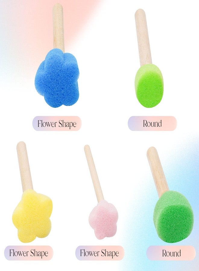 NUOMI 15 Pieces Sponge Stamps Kids Painting Brush with Wooden Handle Mini Cute Round and Flower Shapes for Painting, DIY, Craft, Scrapbooking, Drawing, Ink, Card Making, Multicolor - Image 4