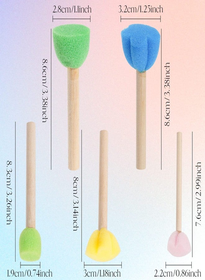 NUOMI 15 Pieces Sponge Stamps Kids Painting Brush with Wooden Handle Mini Cute Round and Flower Shapes for Painting, DIY, Craft, Scrapbooking, Drawing, Ink, Card Making, Multicolor - Image 3