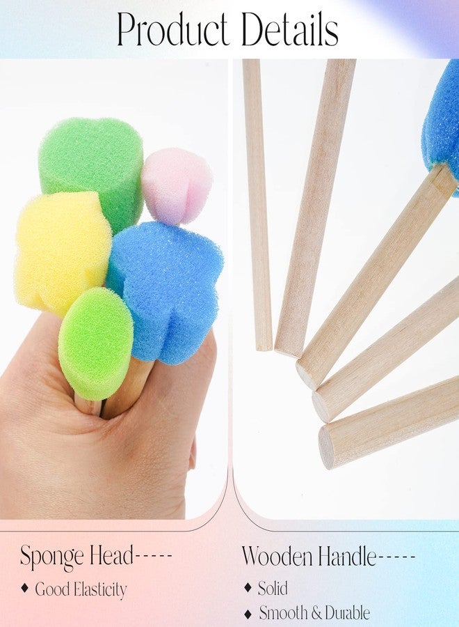 NUOMI 15 Pieces Sponge Stamps Kids Painting Brush with Wooden Handle Mini Cute Round and Flower Shapes for Painting, DIY, Craft, Scrapbooking, Drawing, Ink, Card Making, Multicolor - Image 5