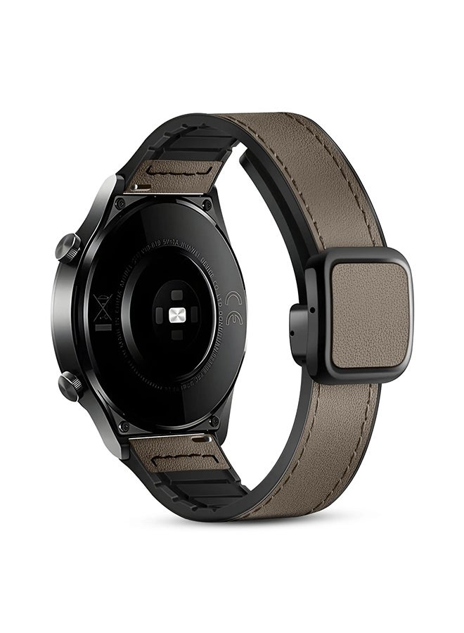 O Ozone Leather Silicone Watch Band for Samsung Galaxy Watch Ultra LTE 47mm / Galaxy Watch 3 45mm 22mm , 22mm Replacement Strap with D-Buckle Wristband- Taupe - Image 1