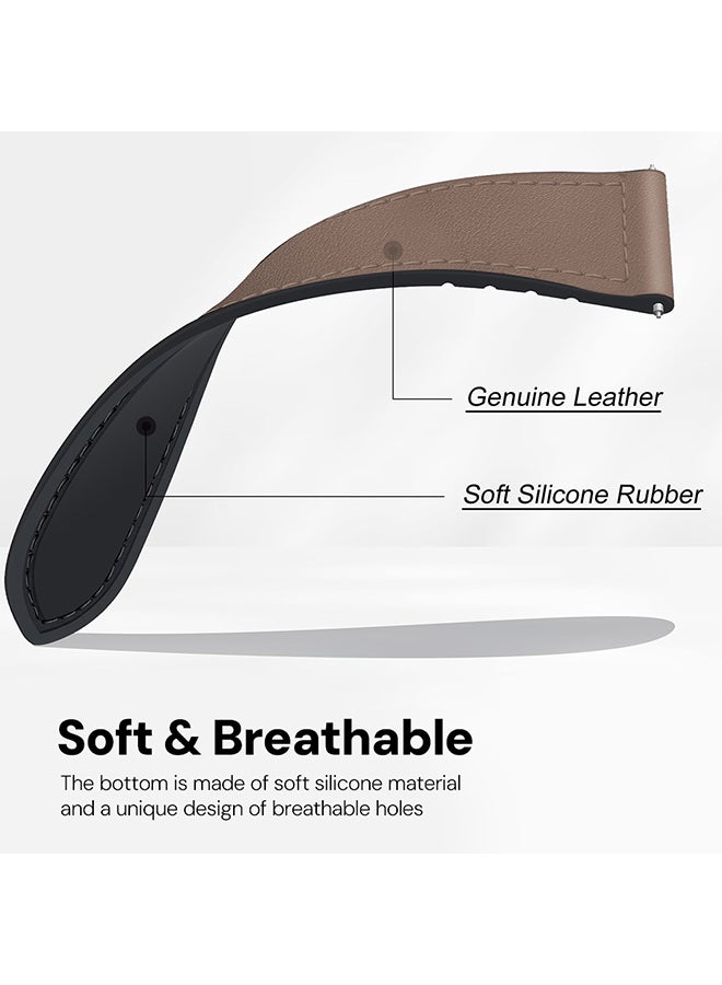 O Ozone Leather Silicone Watch Band for Samsung Galaxy Watch Ultra LTE 47mm / Galaxy Watch 3 45mm 22mm , 22mm Replacement Strap with D-Buckle Wristband- Taupe - Image 3