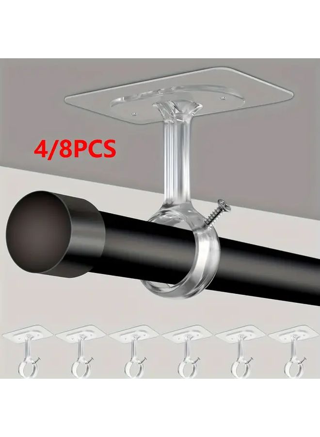 Transparent No Drill Ceiling Curtain Rod Brackets 4pcs Adjustable For 1 2 Inch Diameter Rods - Image 4