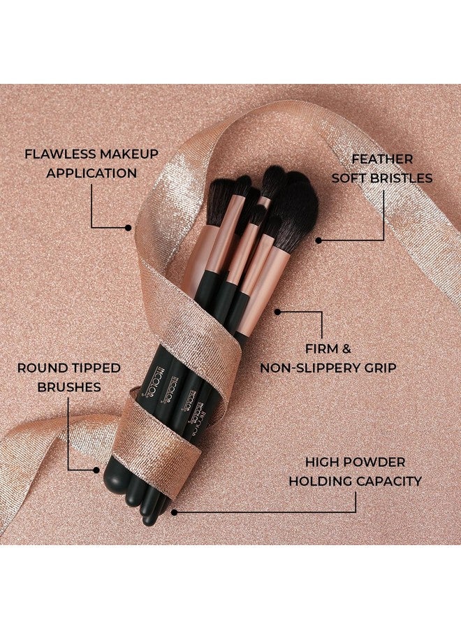 INCOLOR Makeup Brush Set Of 8 Makeup Brushes Powder, Foundation, Eyeshadow, Angled Liner Brush, Concealer & Highlighter Brush, Pencil, Cream And Blending Face Makeup Brush Set - Image 2