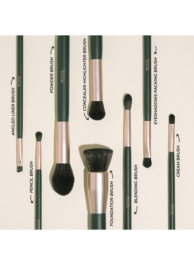 INCOLOR Makeup Brush Set Of 8 Makeup Brushes Powder, Foundation, Eyeshadow, Angled Liner Brush, Concealer & Highlighter Brush, Pencil, Cream And Blending Face Makeup Brush Set - Image 3