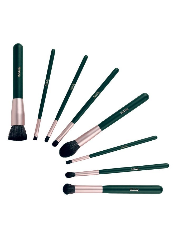 INCOLOR Makeup Brush Set Of 8 Makeup Brushes Powder, Foundation, Eyeshadow, Angled Liner Brush, Concealer & Highlighter Brush, Pencil, Cream And Blending Face Makeup Brush Set - Image 1