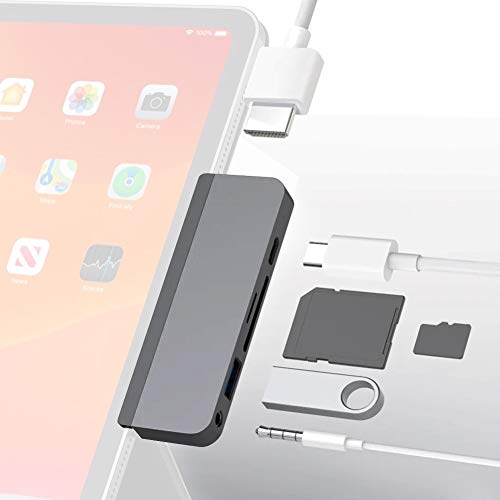 HyperDrive 6-in-1 USB C Hub HDMI 4K 60Hz - PD 60W, Audio Jack, SD/MicroSD, USB-A Compatible w/iPad Pro Air 2020 2019 2018, M1 iPad Pro 2021, Space Gray - Image 1