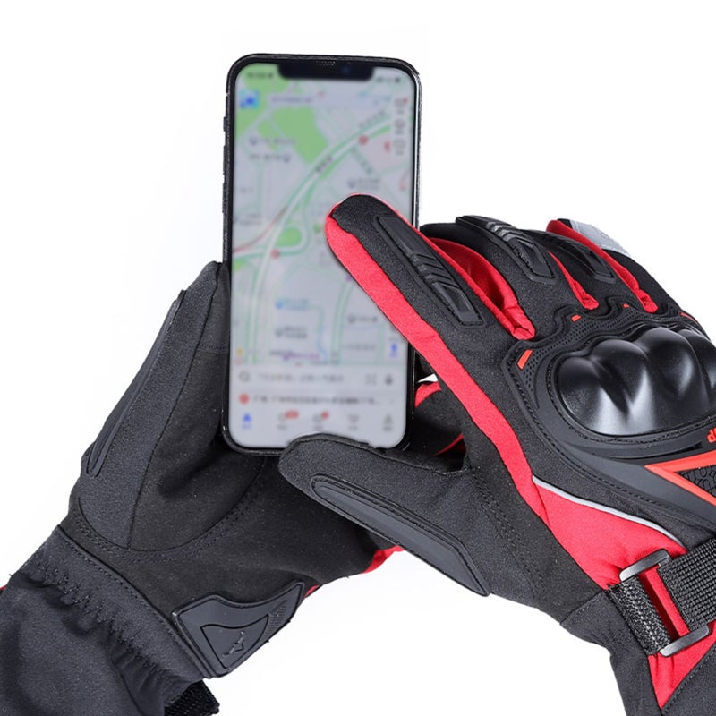 Winter Motorcycle Gloves Waterproof Cold Weather Motorcycle Gloves Warm Riding Gloves with Reflective Stripe - Image 3