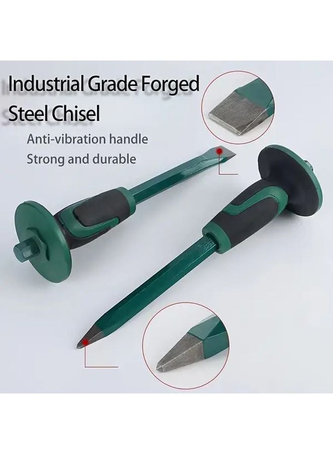 Industrial Grade Forged Steel Chisel with Anti Vibration Handle Sharp Durable Flat Pointed Ends - Image 2