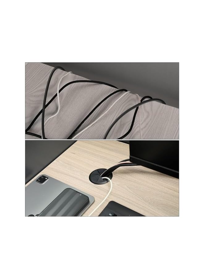 promass Desk Grommet, 6 Pcs Flexible Desk Cable Grommet Desk Cable Hole Covers with Hole Saw, Ideal Solution for Office and Home Table Cable (Black, 2Inch 50mm) - Image 2