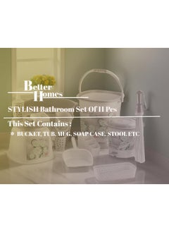 Nabhya Nabhya Blossom 12pc Jumbo Bathroom Accessory Set Plastic Bucket, Tub, Dustbin, Soap Case, Stool, Mug etc 12pc Bathroom Set (Grey)  - Image 4