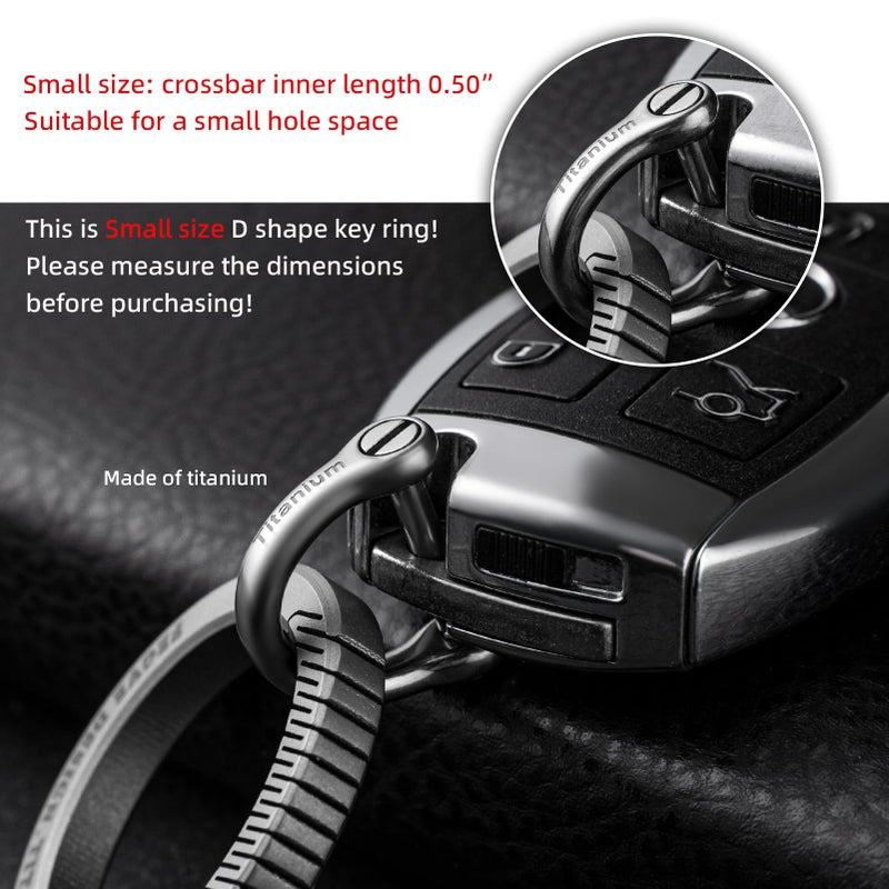 FEGVE Small Titanium Key Ring with Screw Shackle - Car Fob Keychain Heavy Duty Strong Mini Titanium D Rings- 1/2 Inch/12mm (Silver 4 Pack) - Image 4