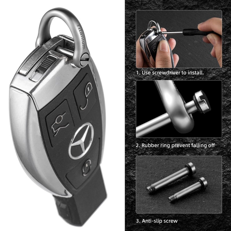 FEGVE Small Titanium Key Ring with Screw Shackle - Car Fob Keychain Heavy Duty Strong Mini Titanium D Rings- 1/2 Inch/12mm (Silver 4 Pack) - Image 5