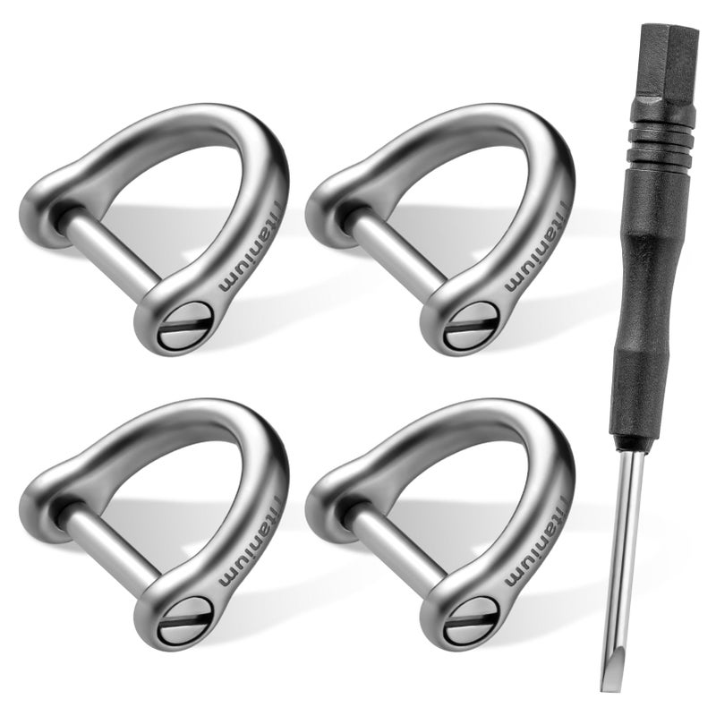 FEGVE Small Titanium Key Ring with Screw Shackle - Car Fob Keychain Heavy Duty Strong Mini Titanium D Rings- 1/2 Inch/12mm (Silver 4 Pack) - Image 1