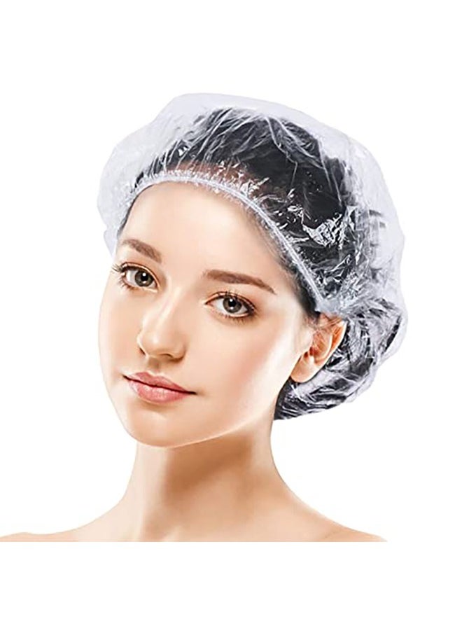 HAWAWA 100PCS Disposable Shower Caps, Larger & Thicker Waterproof Elastic Hair Bath Cap, Clear Plastic Hair Caps for Women Men, Spa, Home Use, Hotel and Hair Salon, Beauty  - Image 2