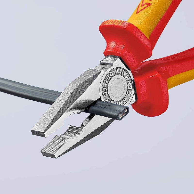 KNIPEX VDE Combination Pliers 200mm with Multi-Component Handle - Image 4