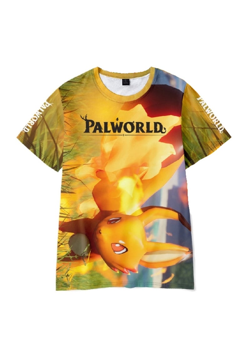 تي شيرت Palworld Phantom Beast Palu ثلاثي الأبعاد بطباعة رقمية للبالغين والأطفال صيفي بأكمام قصيرة - Image 1