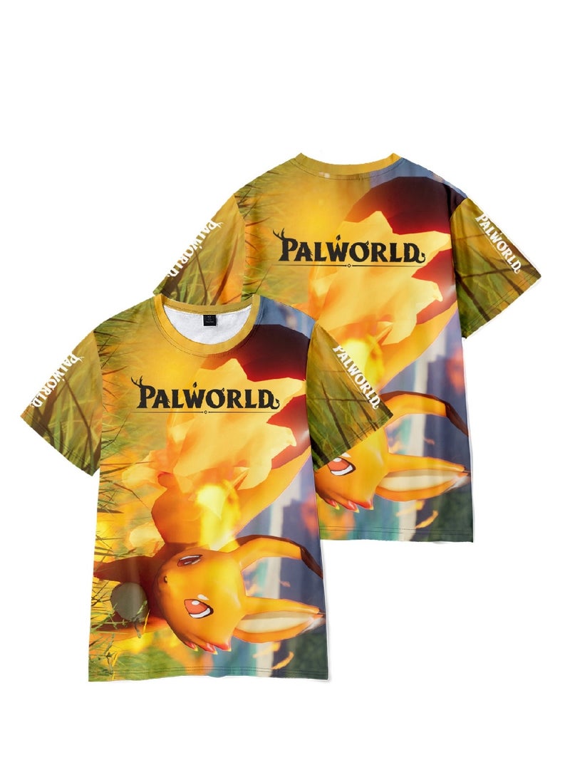 تي شيرت Palworld Phantom Beast Palu ثلاثي الأبعاد بطباعة رقمية للبالغين والأطفال صيفي بأكمام قصيرة - Image 3