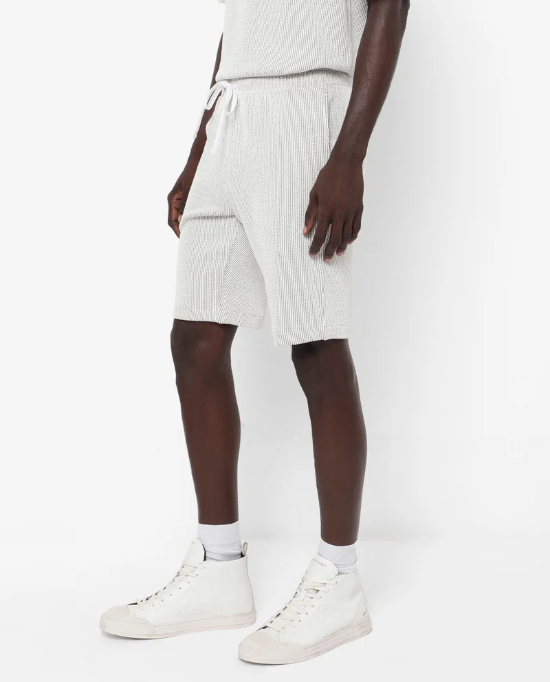Rare Rabbit Men's Self Stripe Textured Shorts