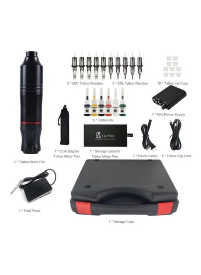 Portable Rotary Tattoo Machine Kit with Needles and Inks - Image 3