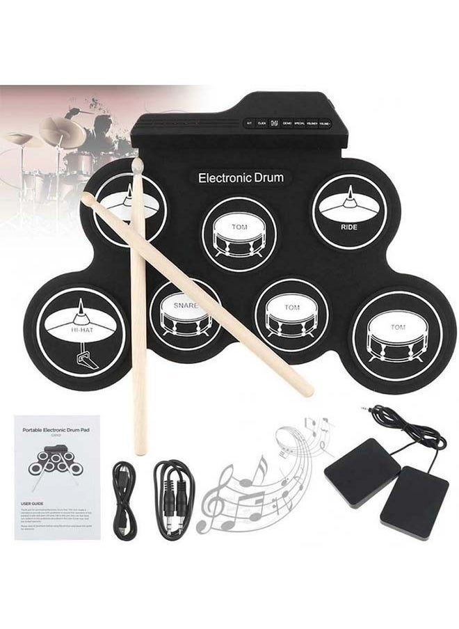 IWORD - iWord Nuoai Roll-Up USB Electronic Drum Kit: Portable Silicone Drum Set for Practicing Jazz Drums - Image 1