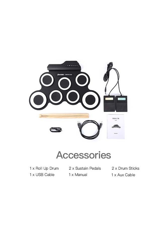 IWORD - iWord Nuoai Roll-Up USB Electronic Drum Kit: Portable Silicone Drum Set for Practicing Jazz Drums - Image 1