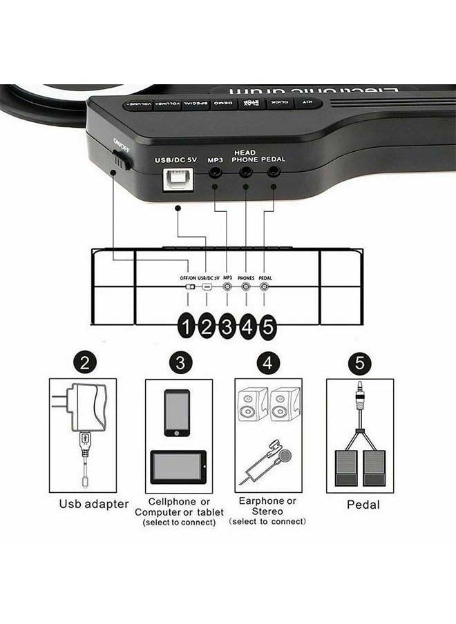 IWORD - iWord Nuoai Roll-Up USB Electronic Drum Kit: Portable Silicone Drum Set for Practicing Jazz Drums - Image 1