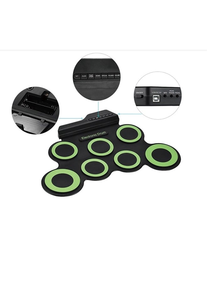 IWORD - iWord Nuoai Roll-Up USB Electronic Drum Kit: Portable Silicone Drum Set for Practicing Jazz Drums - Image 1