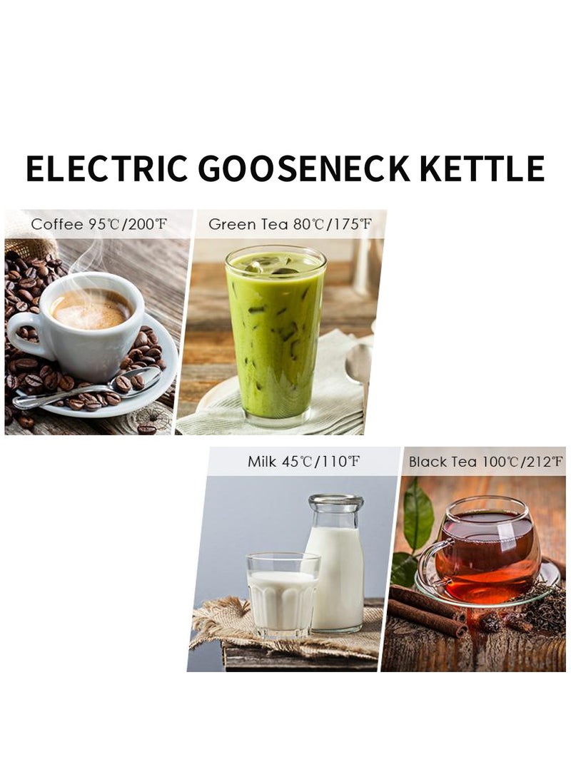Brutelle Brutelle Gooseneck Kettle Hand-pour Coffee Kettle 800Ml 1000W Power Stainless Steel Material Matte Black Suitable for Home Office Dormitory  - Image 5