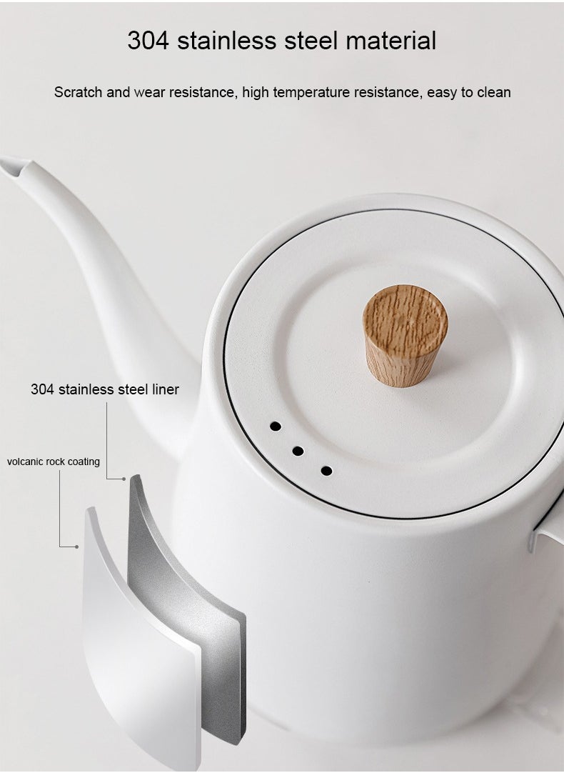 Brutelle - Brutelle Gooseneck Kettle Hand-pour Coffee Kettle 800Ml 1000W Power Stainless Steel Material Matte Black Suitable for Home Office Dormitory - Image 1