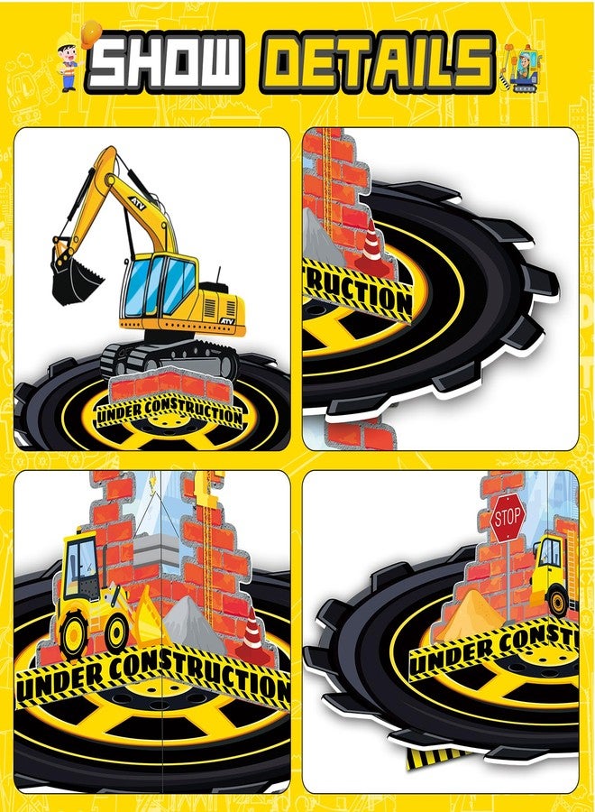BACUTHY 2 Pack Construction Birthday Decorations Party Supplies Favors: 3 Tier Building and Construction Vehicles Theme Cup Cake Stand with Topper, Waterproof Cardboard Cupcake Stand, High Stability - Image 3