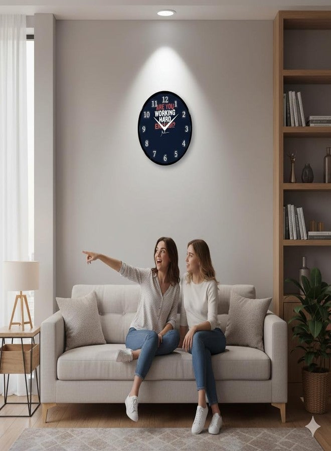 Babawill Motivational Quote Wall Clock - are You Working Hard Enough? Round Analog Clock for Home & Office Décor (26 x 26 x 6 cm) - Image 4