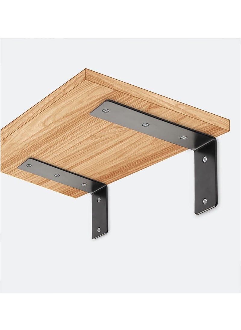 Rubik Shelf Brackets 7 inch - 2pcs L Shaped 90-Degree Right Angle Heavy Duty Corner Brace Joint Brackets for Table Bench Space Saving DIY - Black  - Image 2