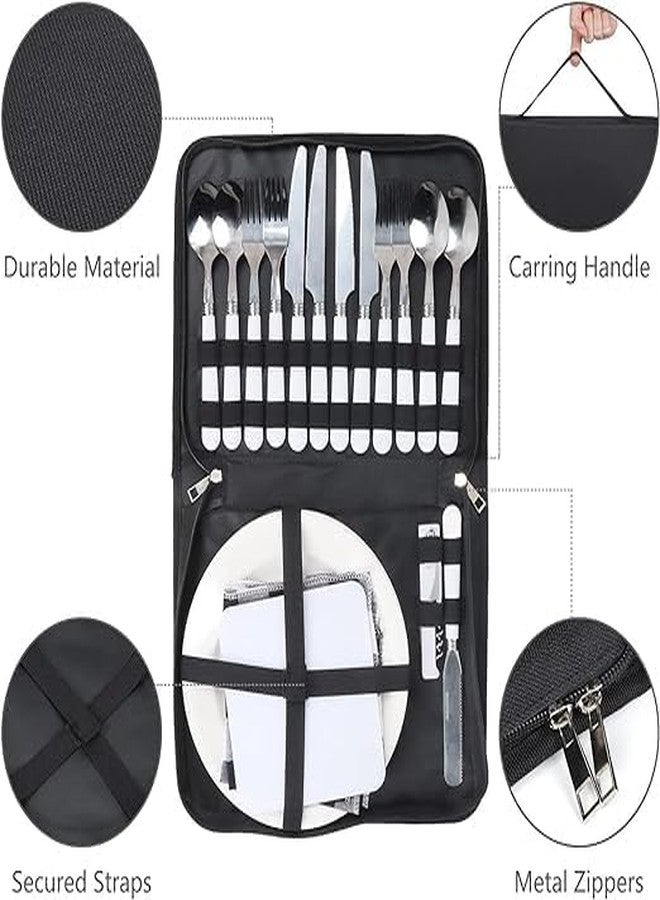 MAPPLE CREATION Camping Cutlery Set - Stainless Steel Portable Picnic Utensils with Plates, Grill Tong, and Bottle Opener - Ideal for Road Trips, Picnics, and Camping Adventures 20 Pcs - Image 4