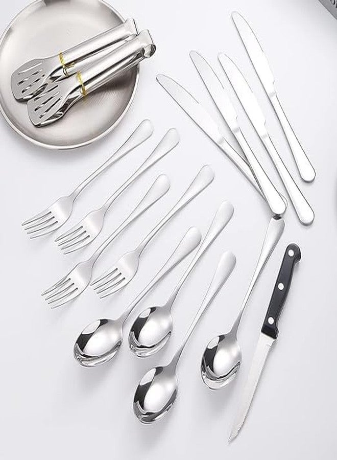 MAPPLE CREATION Camping Cutlery Set - Stainless Steel Portable Picnic Utensils with Plates, Grill Tong, and Bottle Opener - Ideal for Road Trips, Picnics, and Camping Adventures 20 Pcs - Image 3