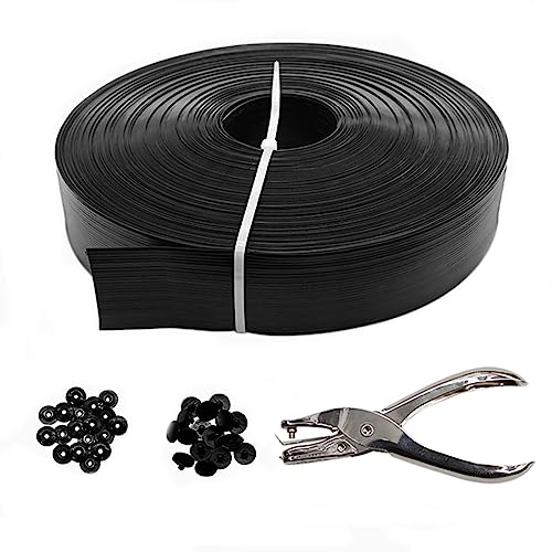 Qlvily Chain Link Fence Privacy Tape, 246ft x 0.15ft Chain Link Fence Slats, Fence Covering Privacy, Black (200PCS Button + Puncher Included) - Image 1