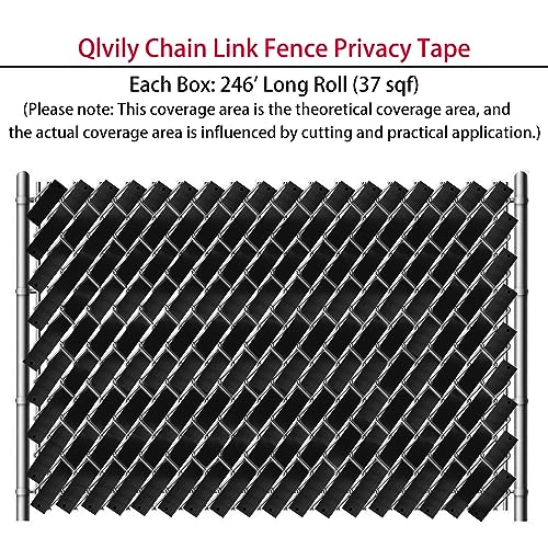 Qlvily Chain Link Fence Privacy Tape, 246ft x 0.15ft Chain Link Fence Slats, Fence Covering Privacy, Black (200PCS Button + Puncher Included) - Image 3