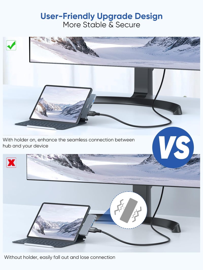 Dockteck iPad Pro USB C Hub Multiport Adapter - Dockteck USBC Hub 5 in 1 with 100W PD, 4K 60Hz HDMI, Audio, USB 3.0, USB C Dock with Magnetic Grip for iPad Pro 12.9 2021 2020 2018, iPad Air, iPad mini 6 - Image 4