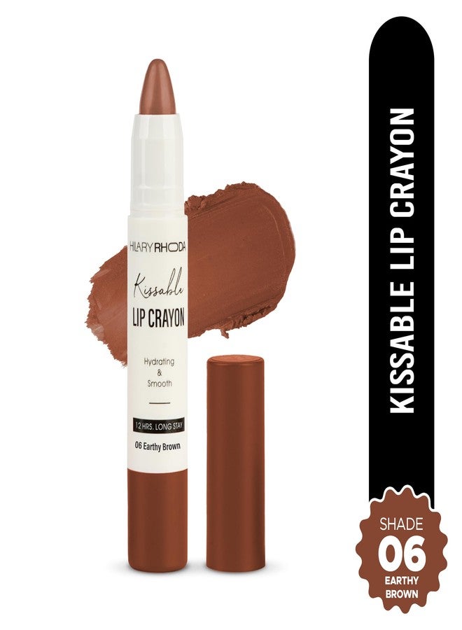Hilary Rhoda Kissable Lip Crayon |12-Hour Stay | Highly Pigmented Matte Finish | Smudge-Proof & Transfer proof Lipstick | Retractable Lip Crayon | 3.5g - (Earthy Brown | Shade 06) - Image 2