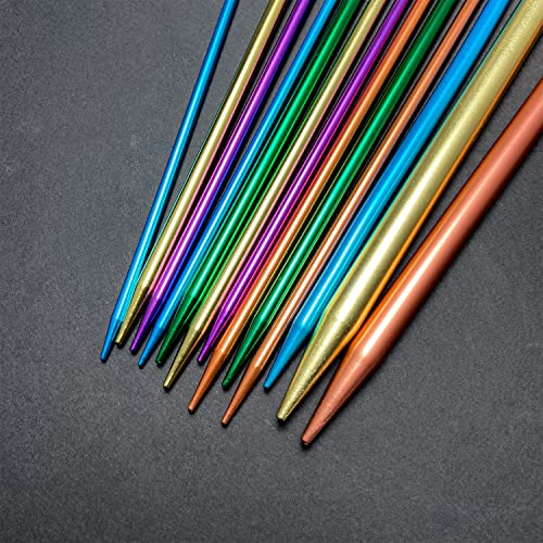 Weabetfu 65pcs Aluminum Metal Knitting Needle Set,Colored Straight Single Pointed Knitting Needles,12 Size 2.5mm-10mm,10inch Length for Handmade DIY Knitting with Knitting Accessories - Image 4